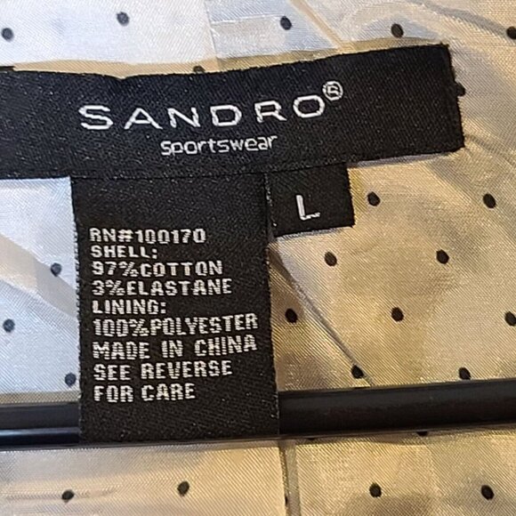 Sandro Sportswear 3/4 Sleeve Cinch Waist Cowl Neckline Cropped Jacket Navy Large - Picture 6 of 9